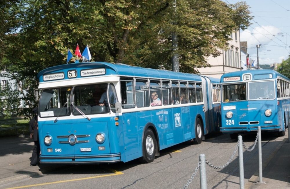 Panoramica degli autobus del museo